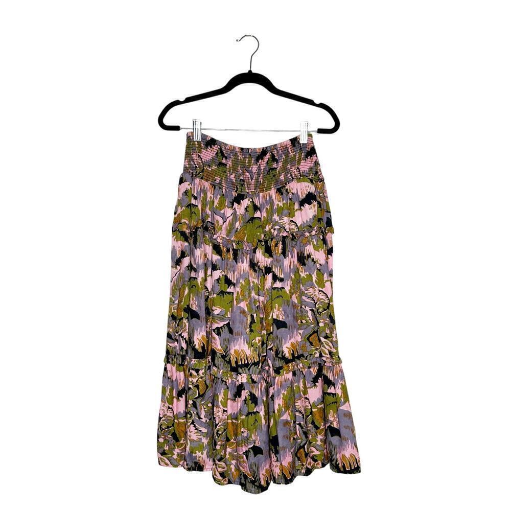Cleobella Smocked Waist Tiered Midi Skirt Women's Size Small